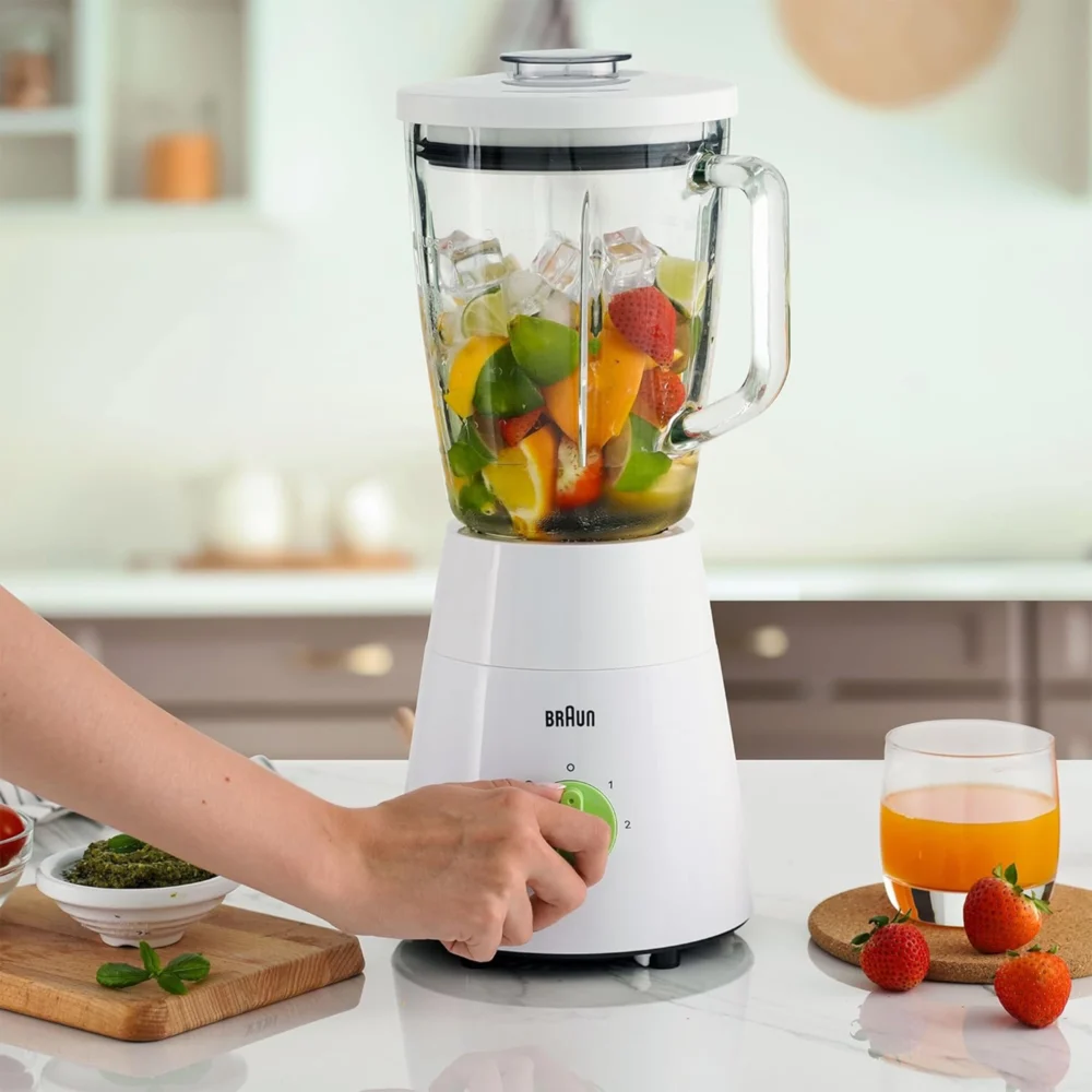 Braun- JB0153WH Mixeur 3 en 1, 500 W, 1,75 L, bol en verre, blanc – Image 6