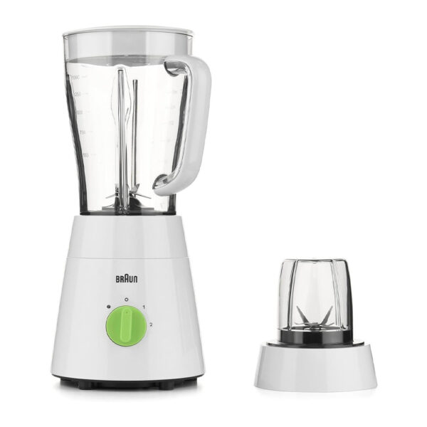 Braun- JB0115WH Mixeur à 2 vitesses et pulse 1,75 L 500 W Blanc/Vert